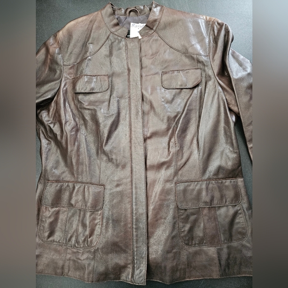 NWT - Leather Daniel Hechter Paris Brown Lightweight Zippered Jacket - XL - Picture 10 of 12